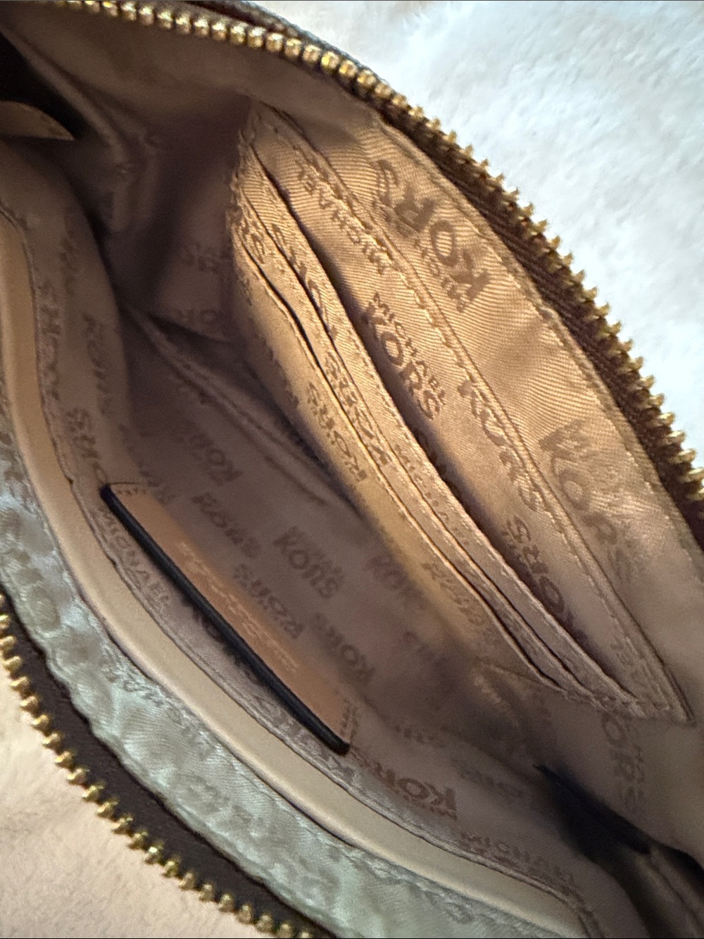 Michael Kors Brown and Beige MK Monogram Tote with Matching Pouch - Picture 4 of 8